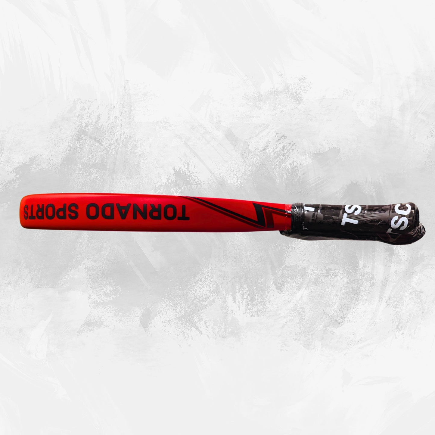 Red black padel racket side photo