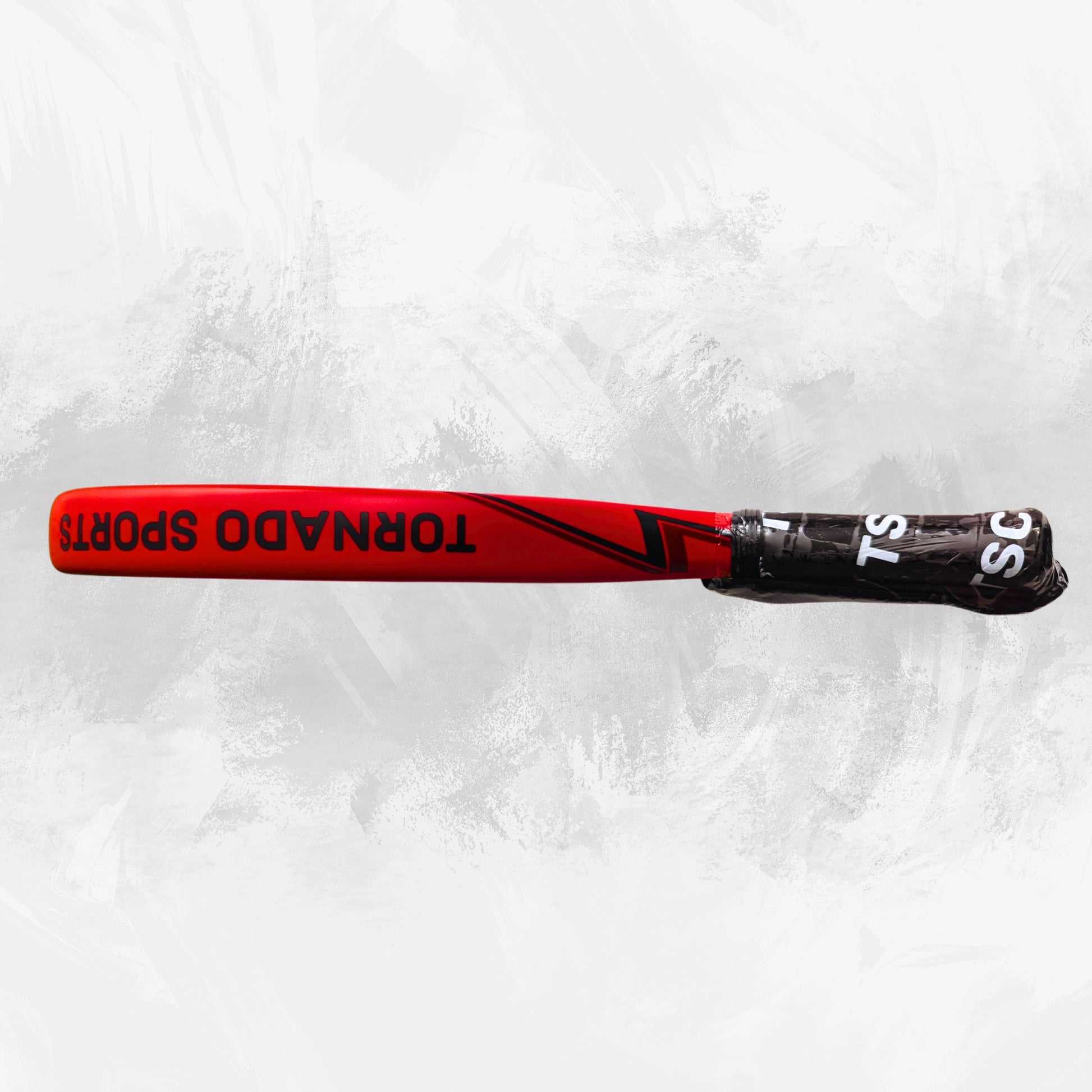 Red black padel racket side photo