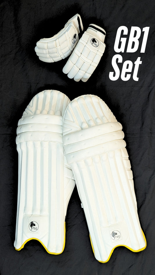 Tornado Sports White Cricket Pads and Gloves Set β Premium Protection
