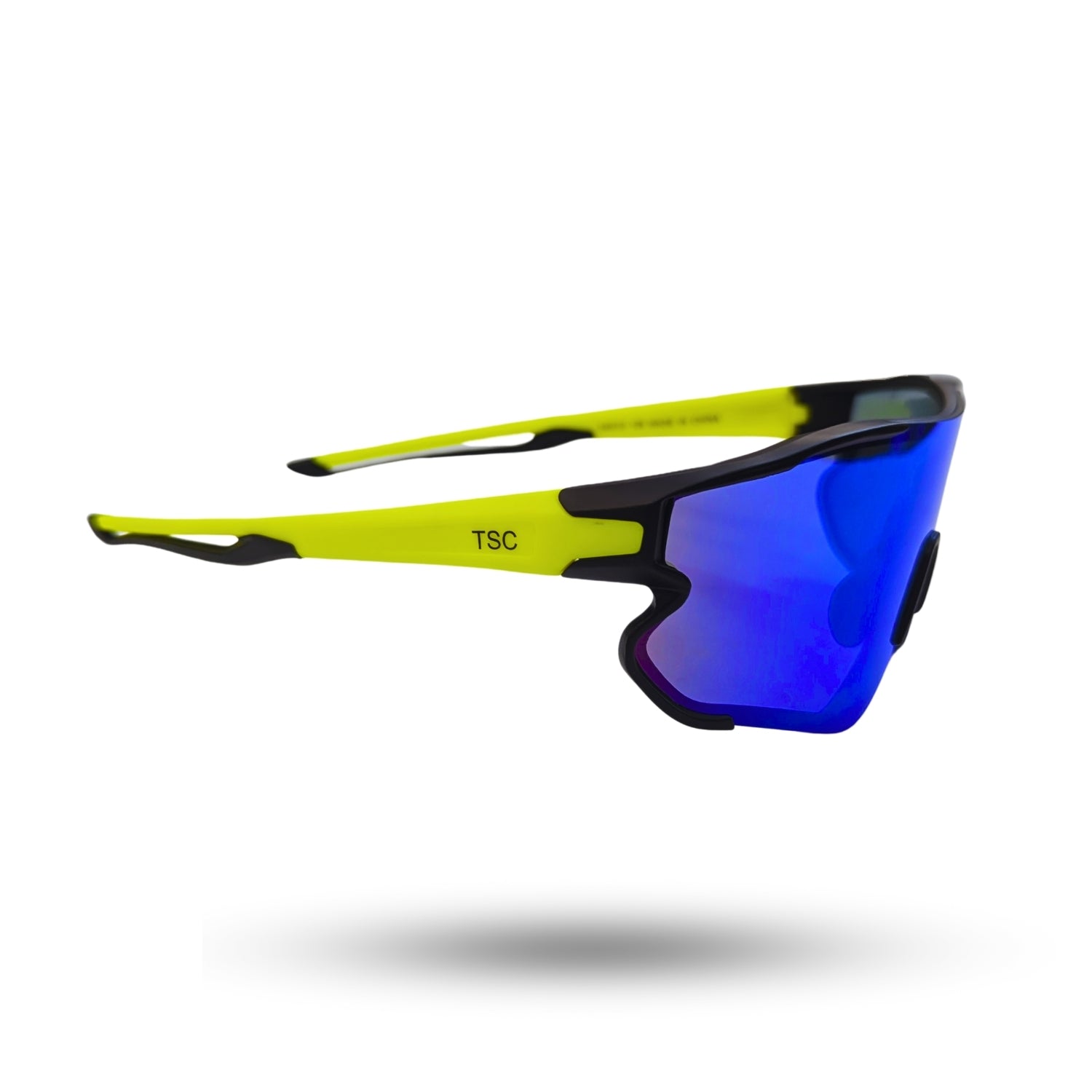 Neon green shades sunglasses for padel tennis and cricket players side view
