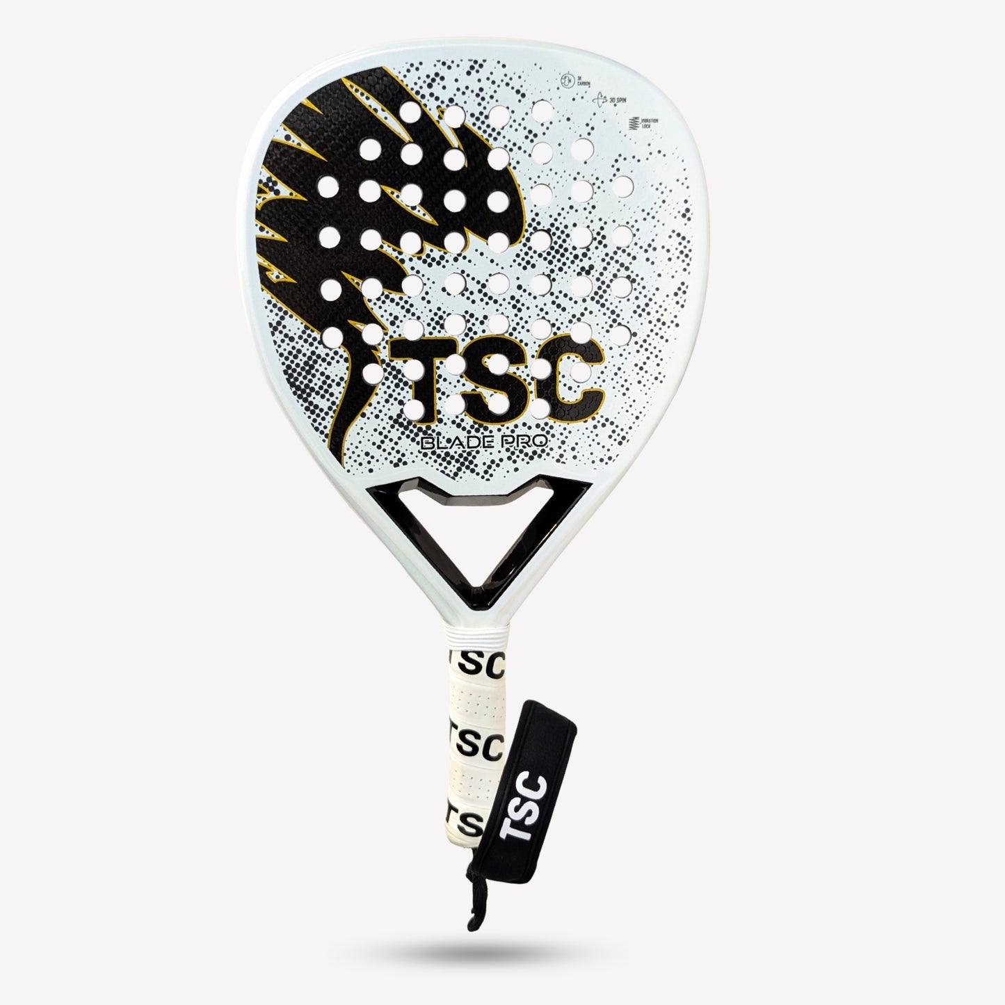 3k carbon padel racket front white racket square profile