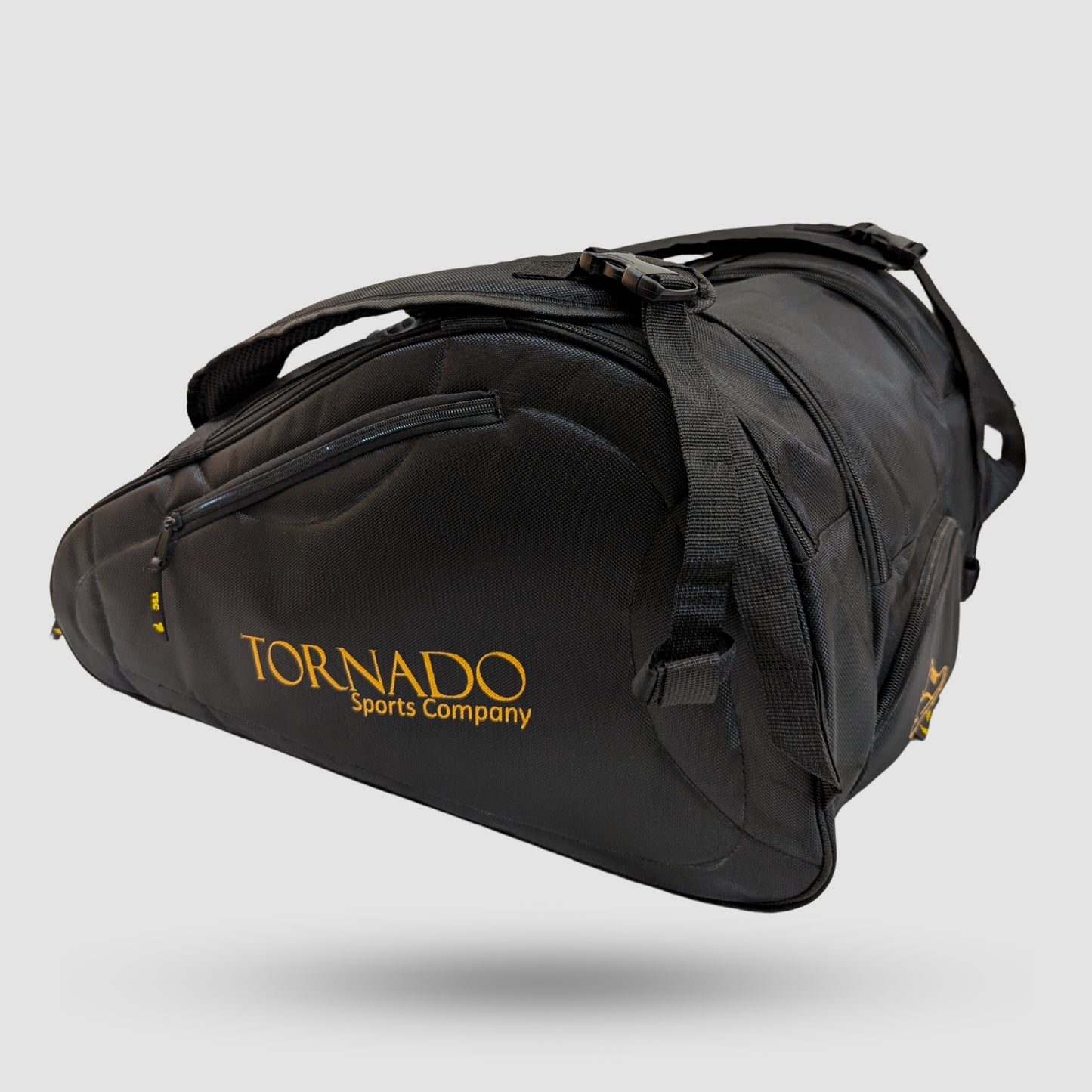 Zippered front pocket of Tornado padel bag showing storage space