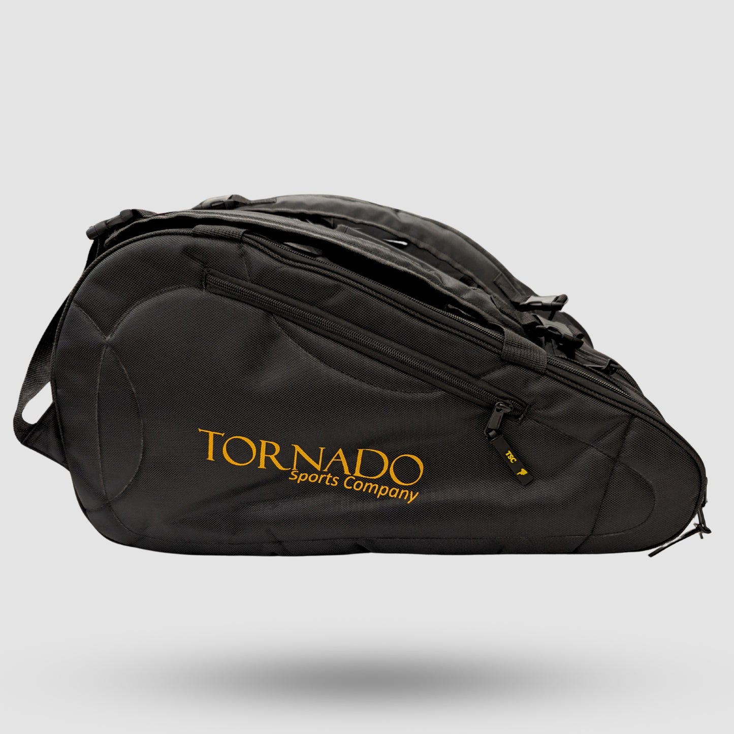 black and gold padel racket bag