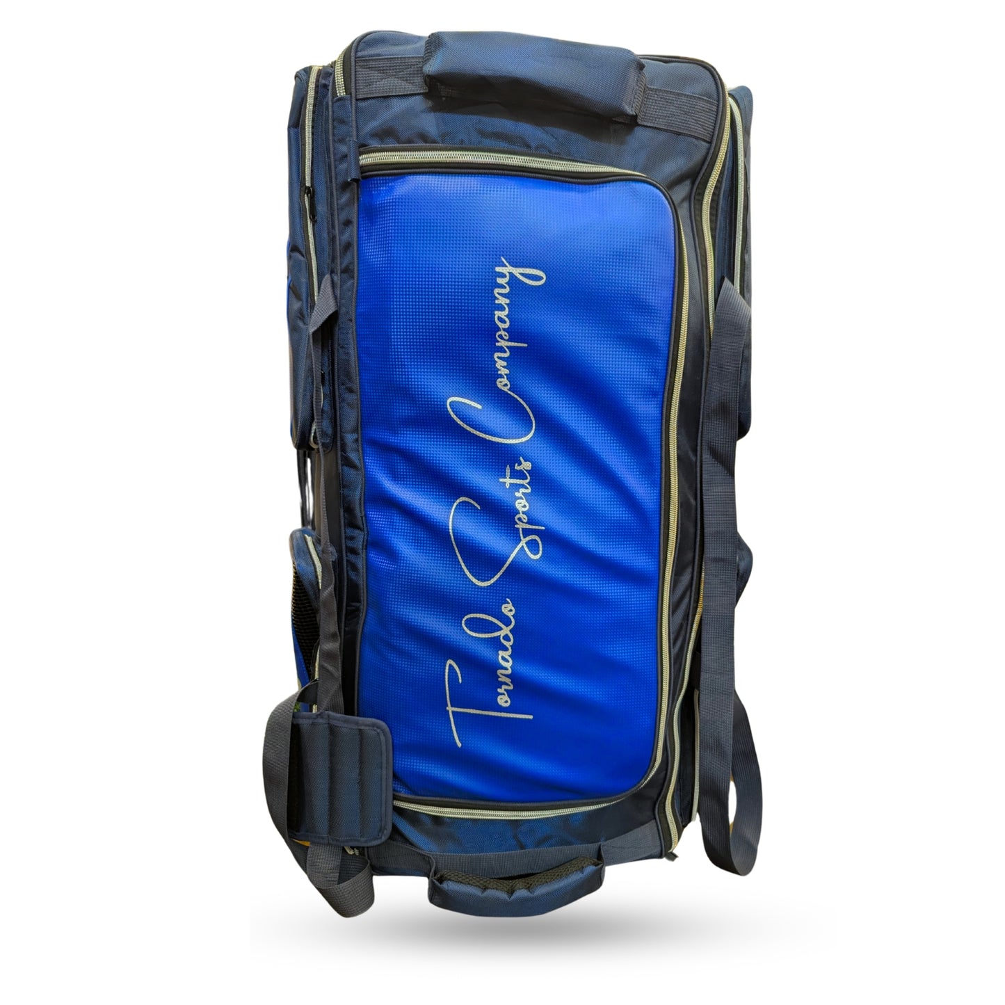Player Edition Cricket Bag – Multiple pockets for bats, clothes, and accessories front view blue bag
