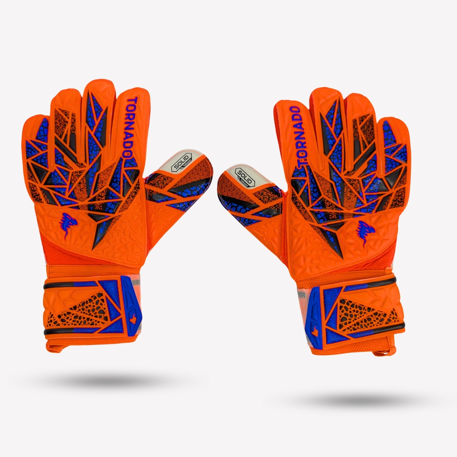 football goalie gloves with finger protection and latex palm orange color