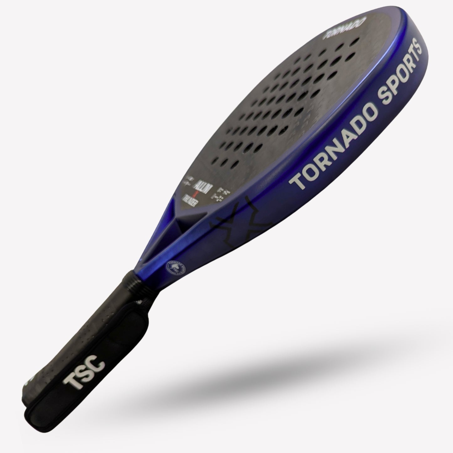 Blue and black Tornado Sports paddle racket on a white background in pakistan spain