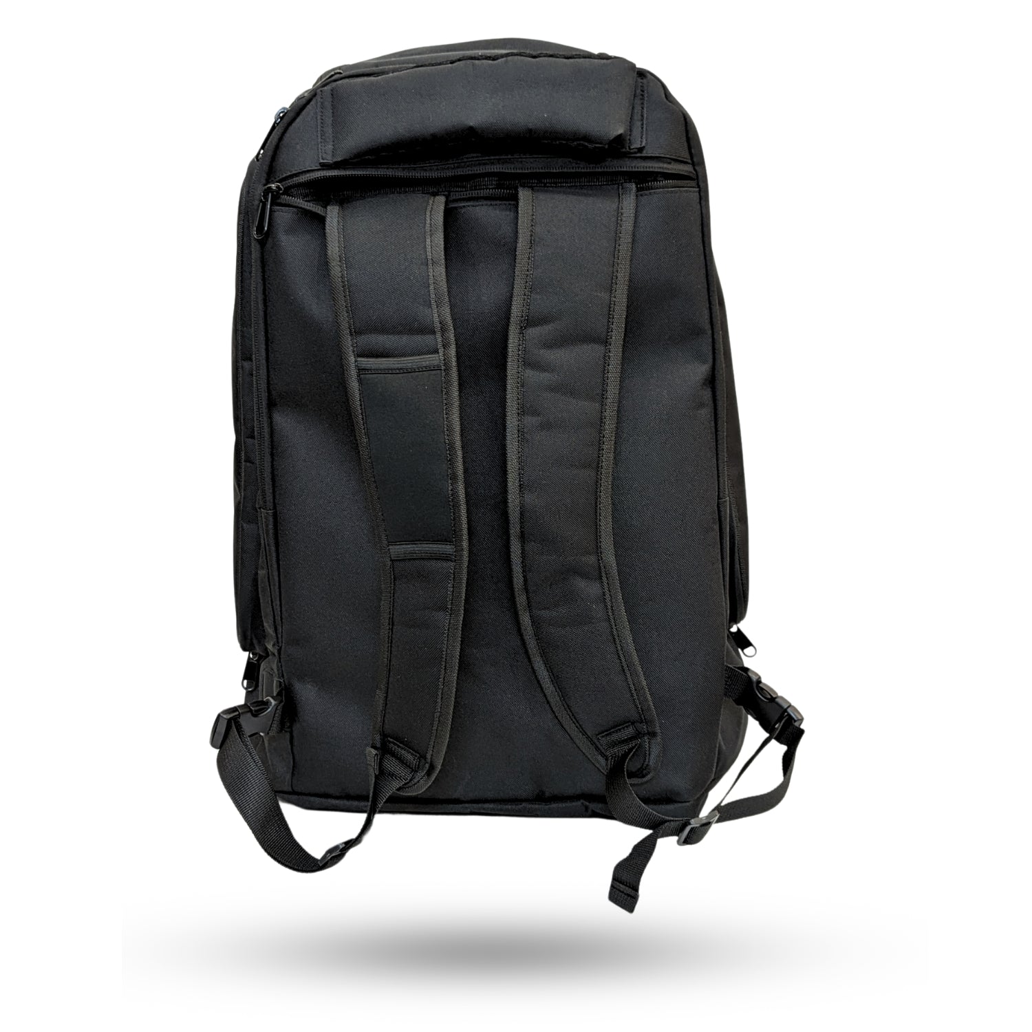 back view of black sports bagpack gym bag