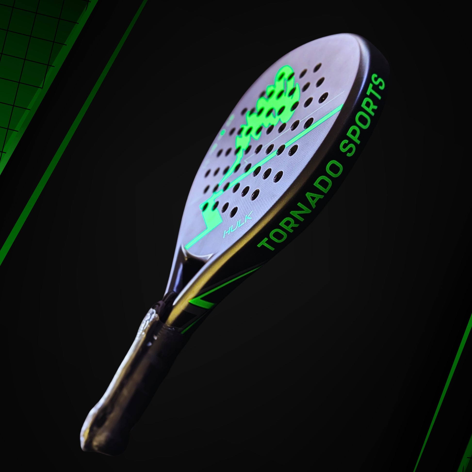 Green padel racket black and neon green