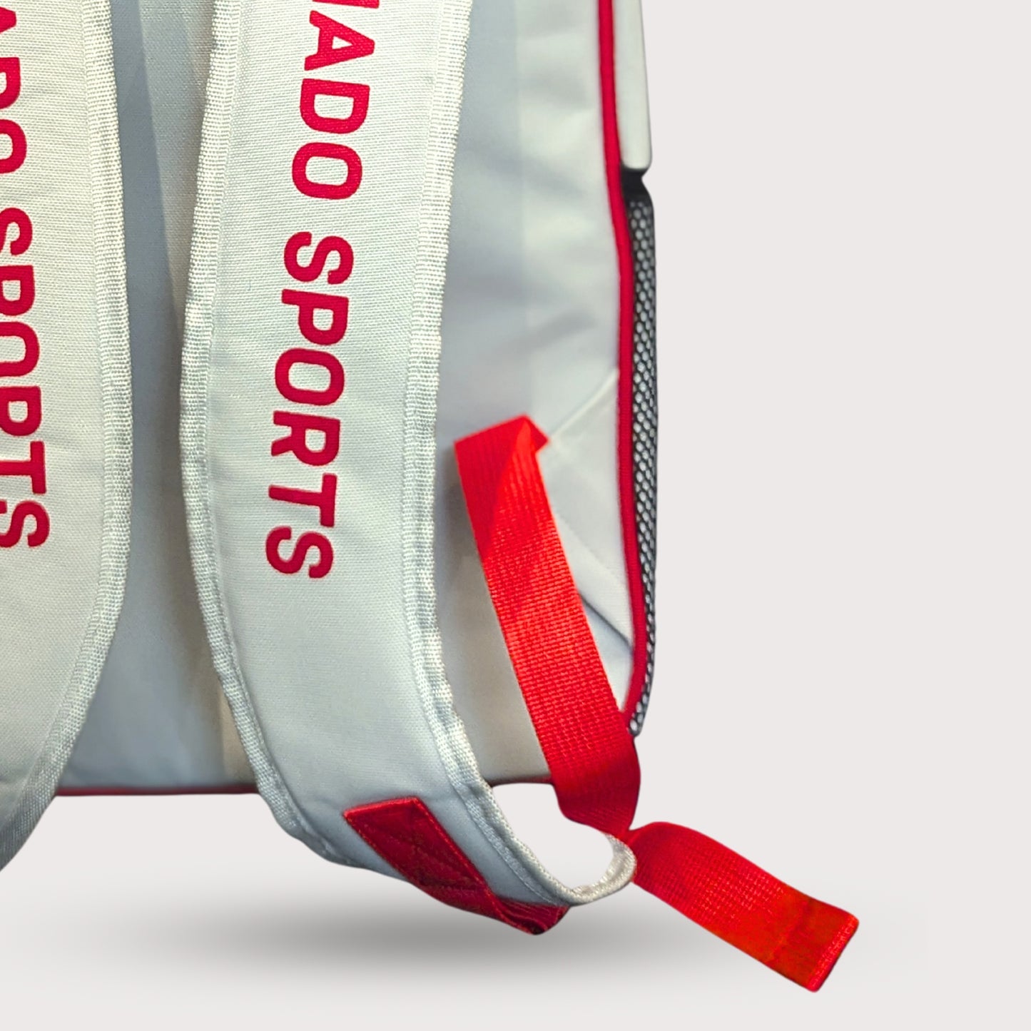 padel racket bag closeup white