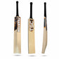 Tornado Phantom Prime cricket bat displayed in three angles — front face, back profile, and spine view — crafted from Players Grade English Willow with a balanced mid-profile and all-rounder design.