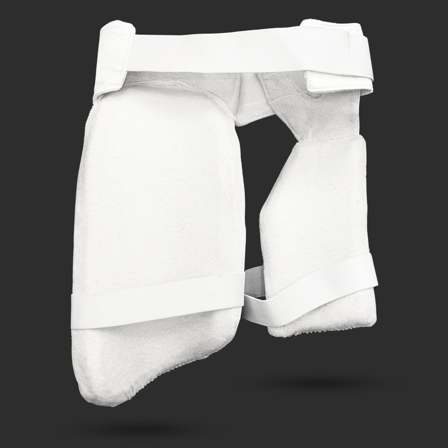 best white thigh guard in the world , back side with premium towel . cricketers thigh guard 