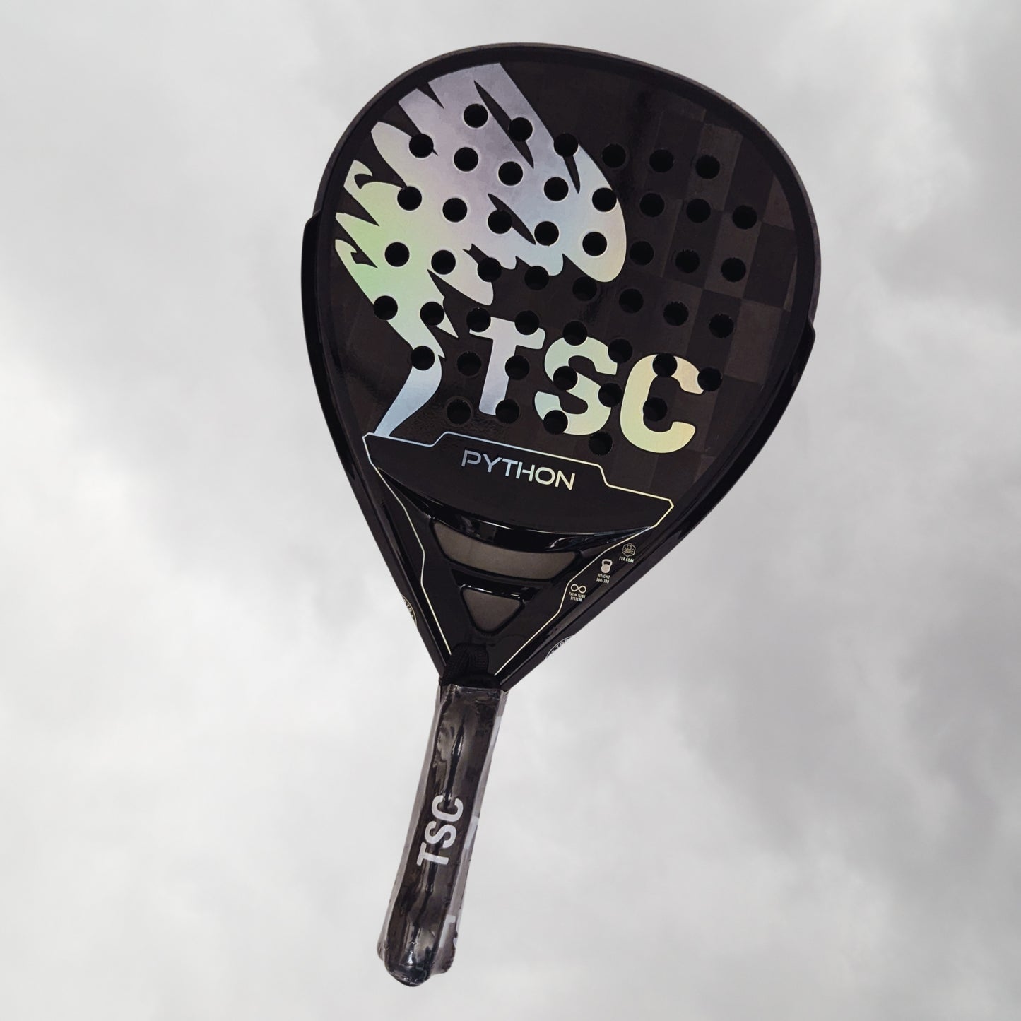 Silver black padel racket 