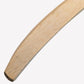 Close-up of a coconut wooden cricket bat bottom on a white background