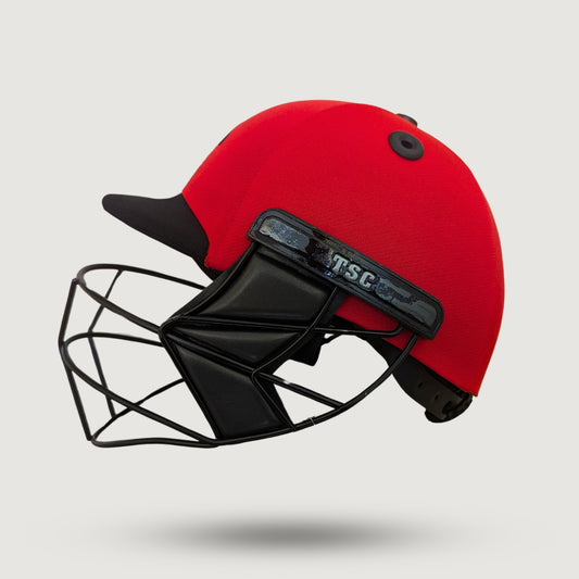 TSC Red Cricket Helmet (Black Brim)