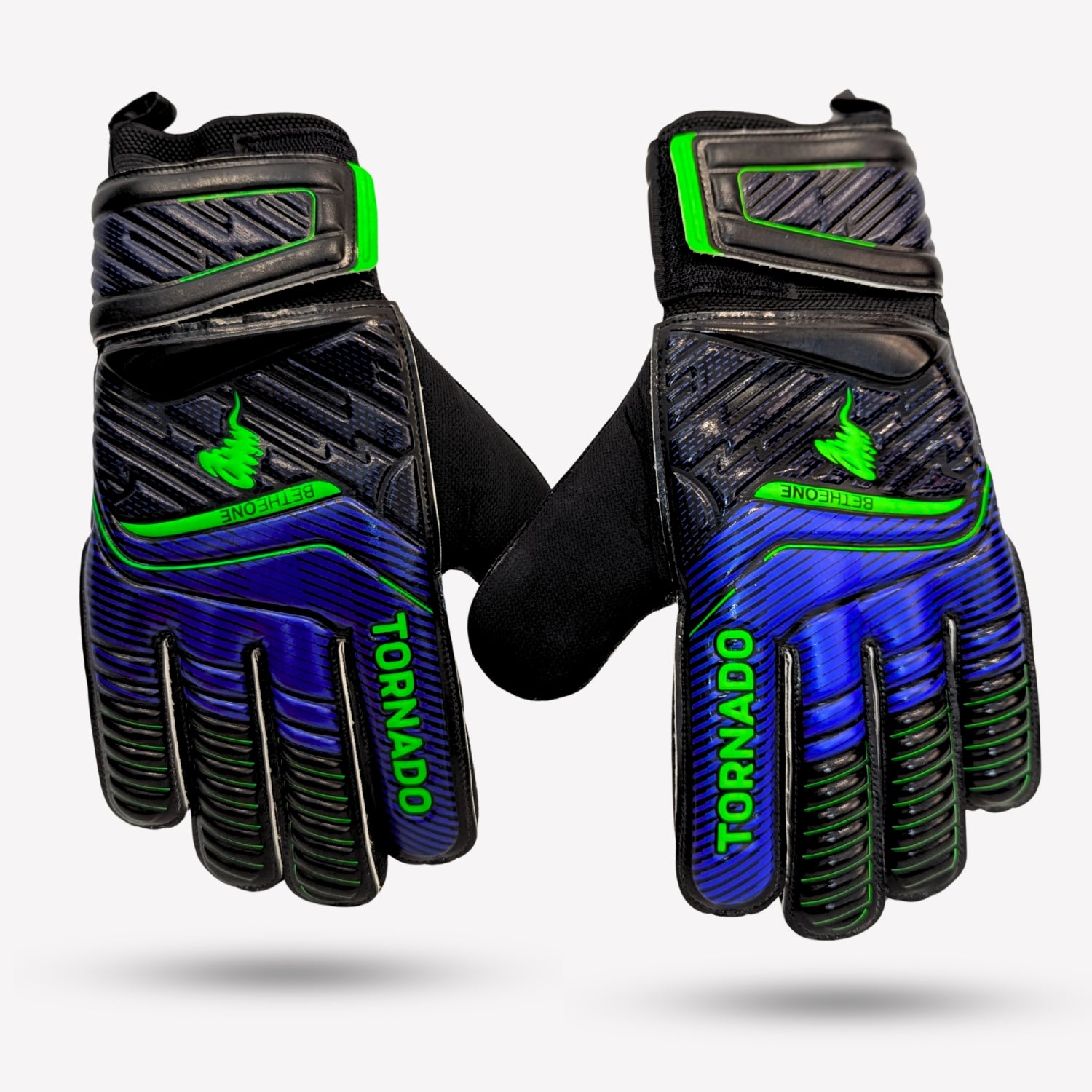 Tornado Stealth Match FS football goalkeeper gloves, dark blue, size 9, Finger Saver, latex grip