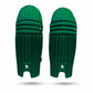Pair of green cricket pads on a white background