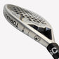 Tornado Blade Pro 3K silver padel racket in action – high-performance 3K carbon padel racket designed in Pakistan for power and precision play in Karachi, Dubai, and Madrid.