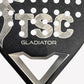Close-up of a TSC Gladiator product with metallic text on a textured background