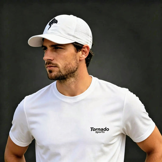 Sports Cap  White and Black  | TSC | Flex-Fit | Laser Cut Mesh with Polyester Colors