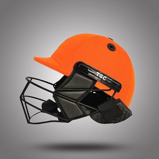 orange cricket helmet - fiber glass shell - best cricket helmet in United States